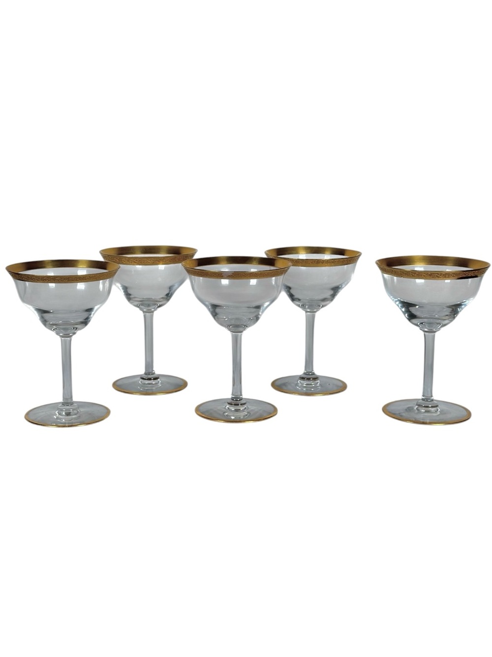TIFFIN FRANCISCAN VINTAGE MCM Rambler Rose Champagne Coupe Glass Set x5